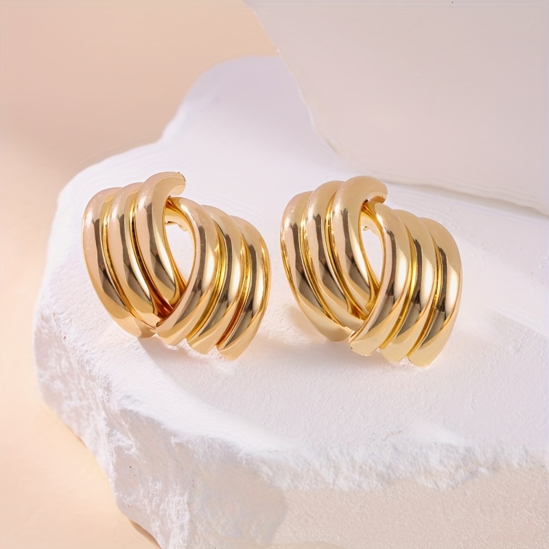 Geometric Cross Hoop Earrings - Stylish Light Earring
